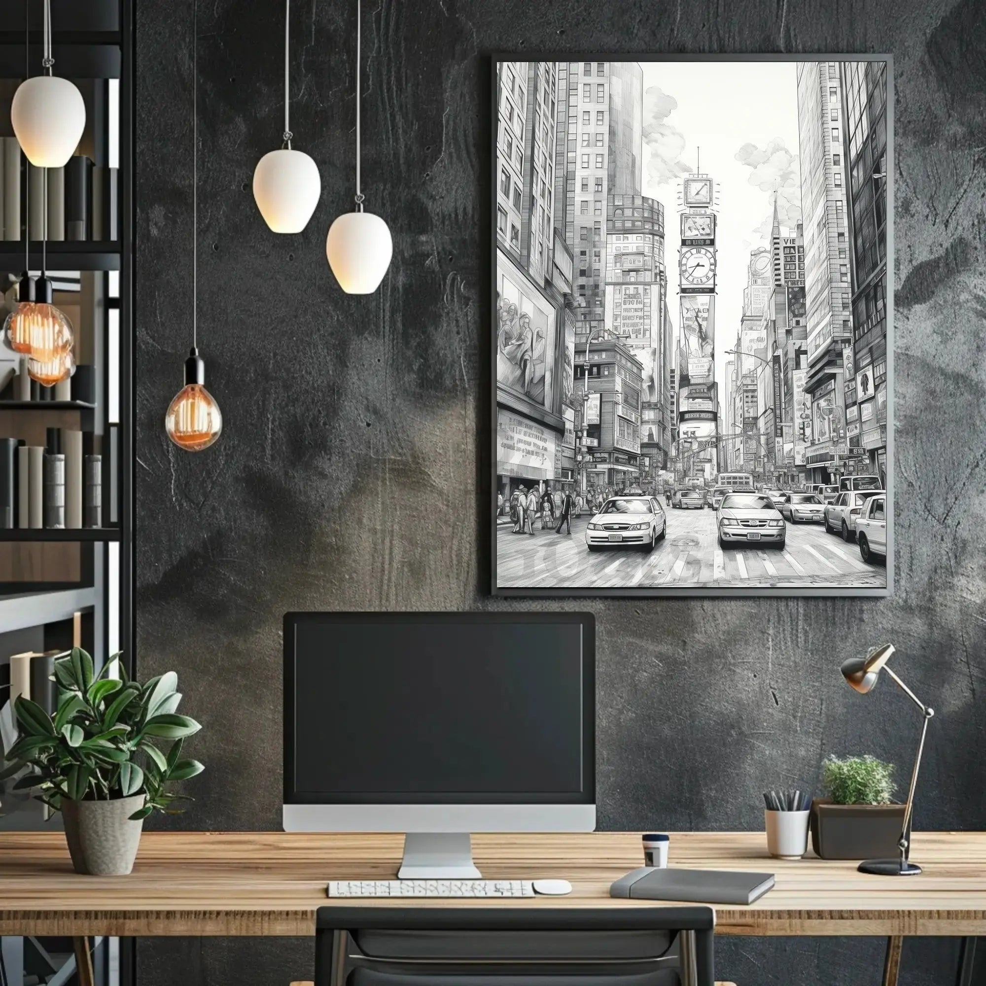 Urban Energy Black and White Sketch Travel Poster PosterGoat