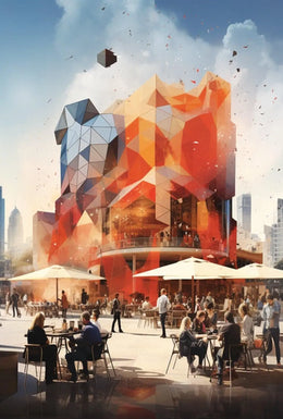 Urban Geometry: A Modern Social Scene Pop Culture Poster PosterGoat