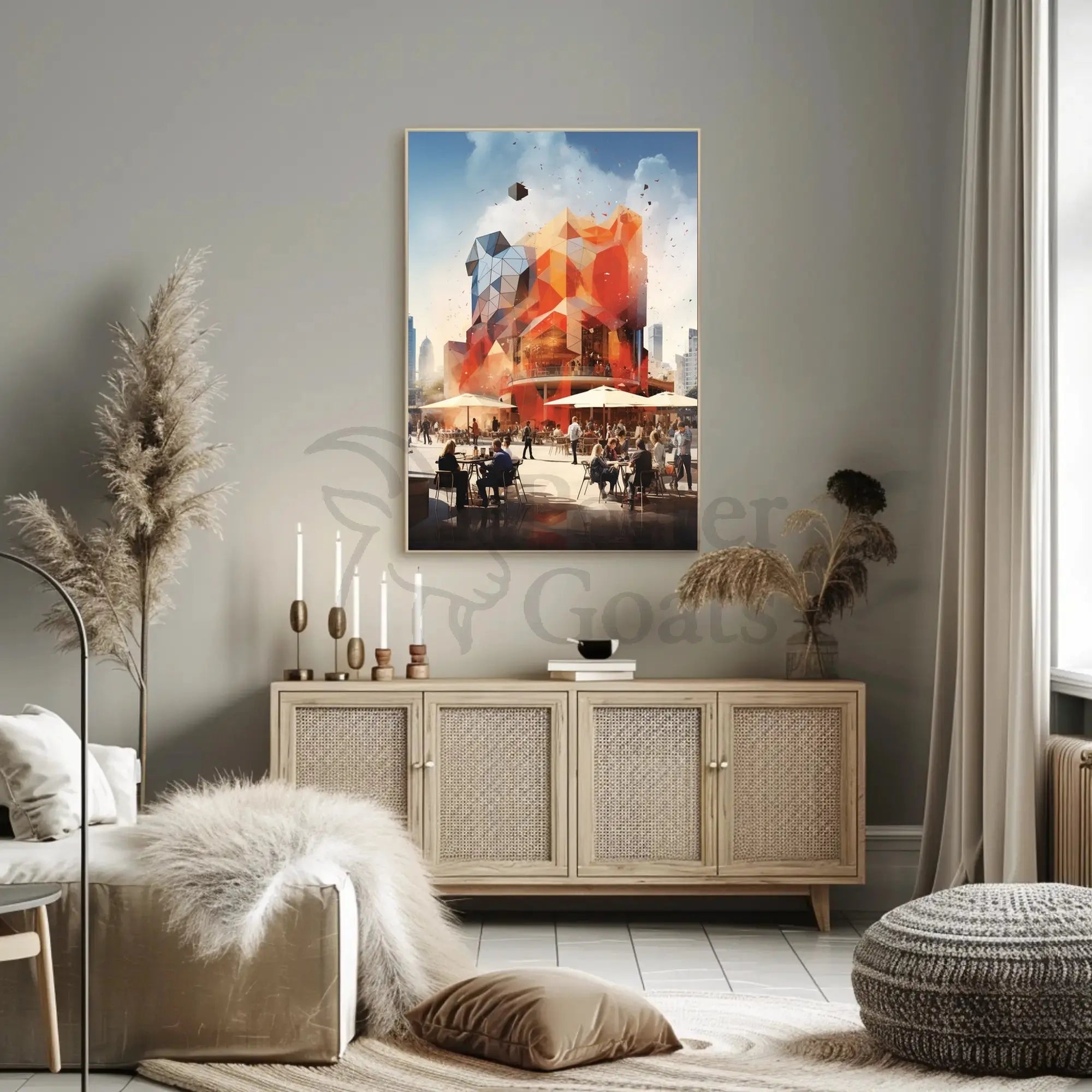 Urban Geometry: A Modern Social Scene Pop Culture Poster PosterGoat