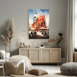 Urban Geometry: A Modern Social Scene Pop Culture Poster PosterGoat