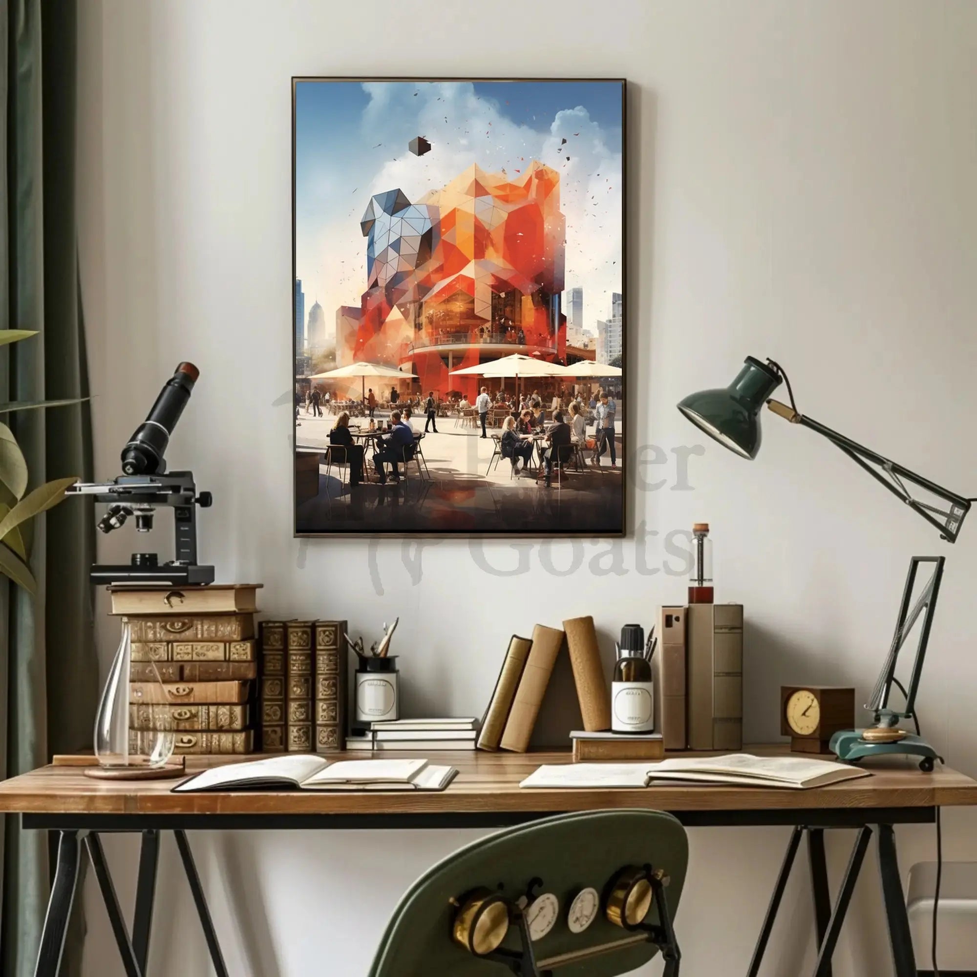 Urban Geometry: A Modern Social Scene Pop Culture Poster PosterGoat