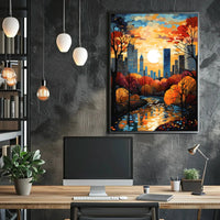Urban Harmony: Cityscape and Nature Artistic Poster PosterGoat