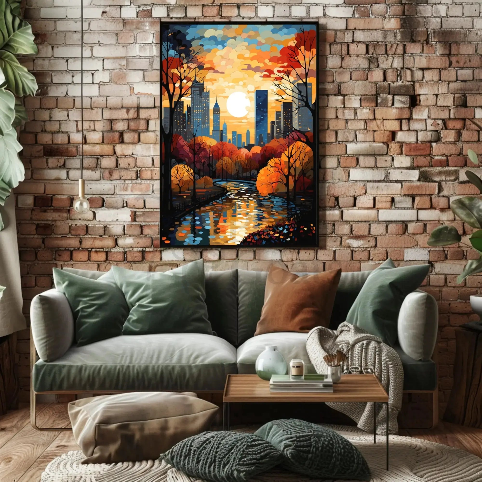 Urban Harmony: Cityscape and Nature Artistic Poster PosterGoat