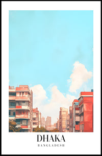 Urban Scene: Dhaka Cityscape Illustrative Poster PosterGoat