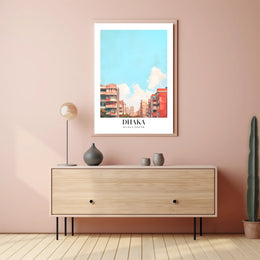 Urban Scene: Dhaka Cityscape Illustrative Poster PosterGoat