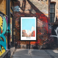 Urban Scene: Dhaka Cityscape Illustrative Poster PosterGoat