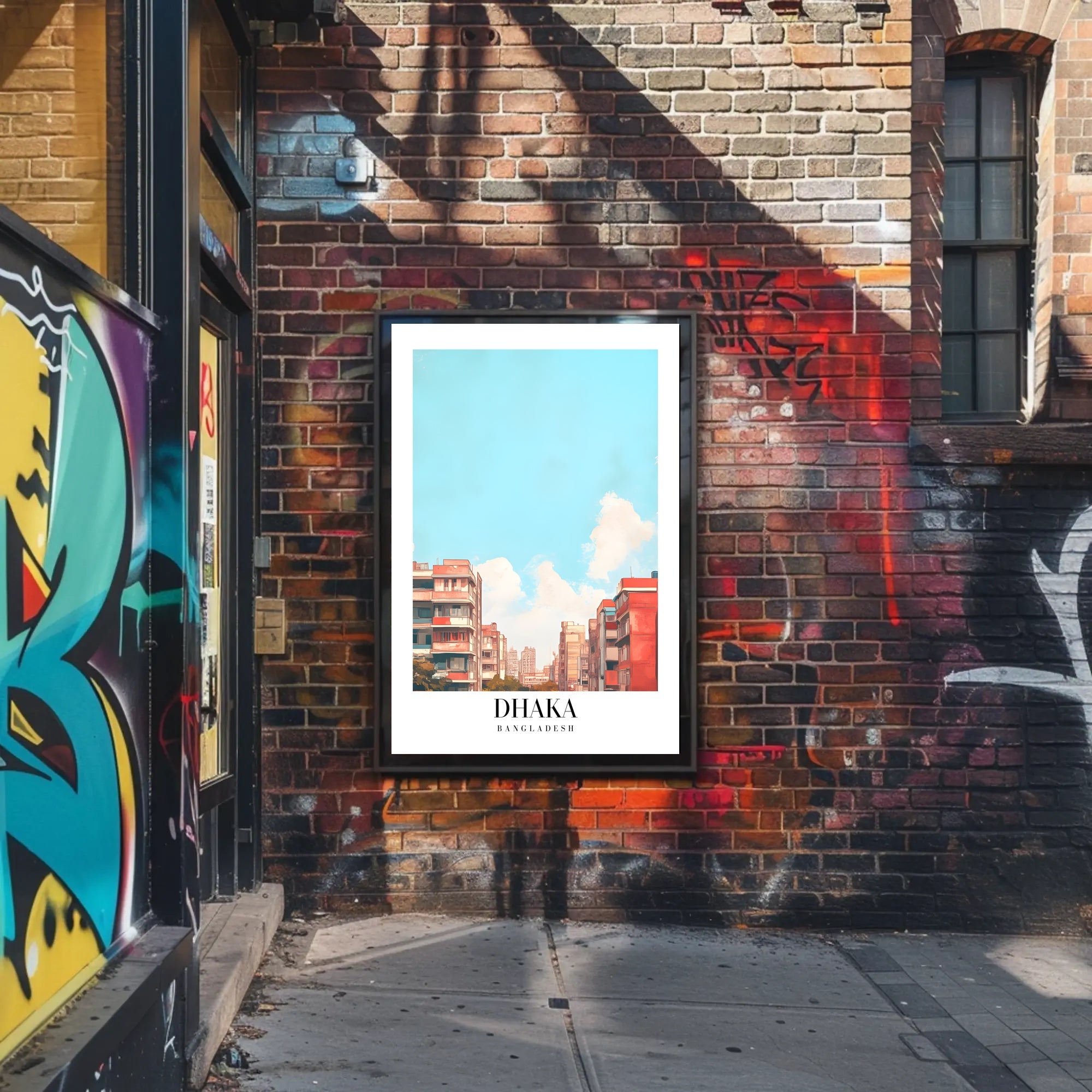 Urban Scene: Dhaka Cityscape Illustrative Poster PosterGoat