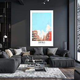 Urban Scene: Dhaka Cityscape Illustrative Poster PosterGoat