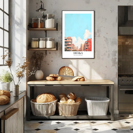 Urban Scene: Dhaka Cityscape Illustrative Poster PosterGoat