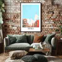 Urban Scene: Dhaka Cityscape Illustrative Poster PosterGoat