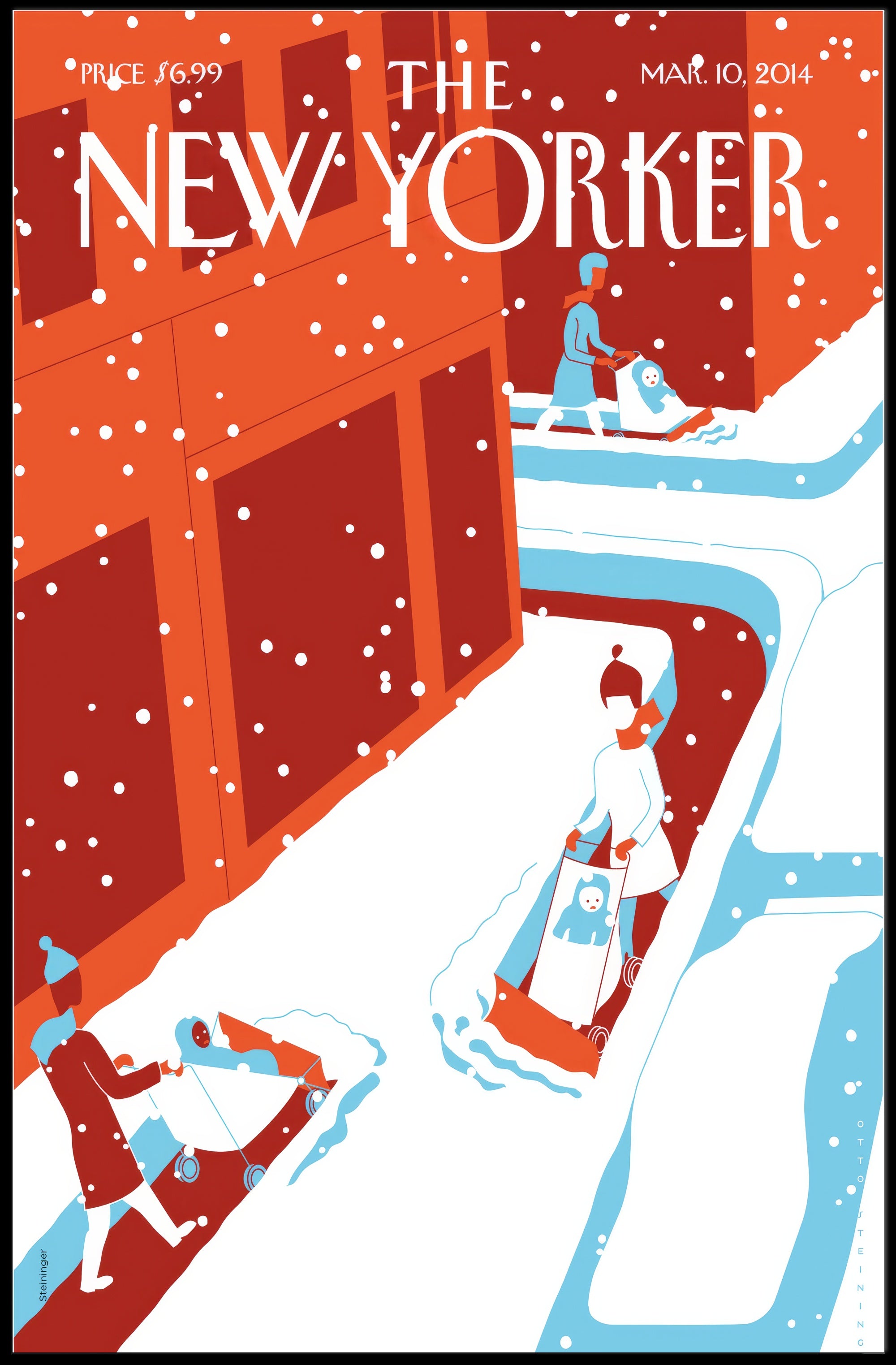 Urban Snowfall Serenity: Modern Cityscape Travel Poster PosterGoat