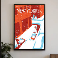 Urban Snowfall Serenity: Modern Cityscape Travel Poster PosterGoat