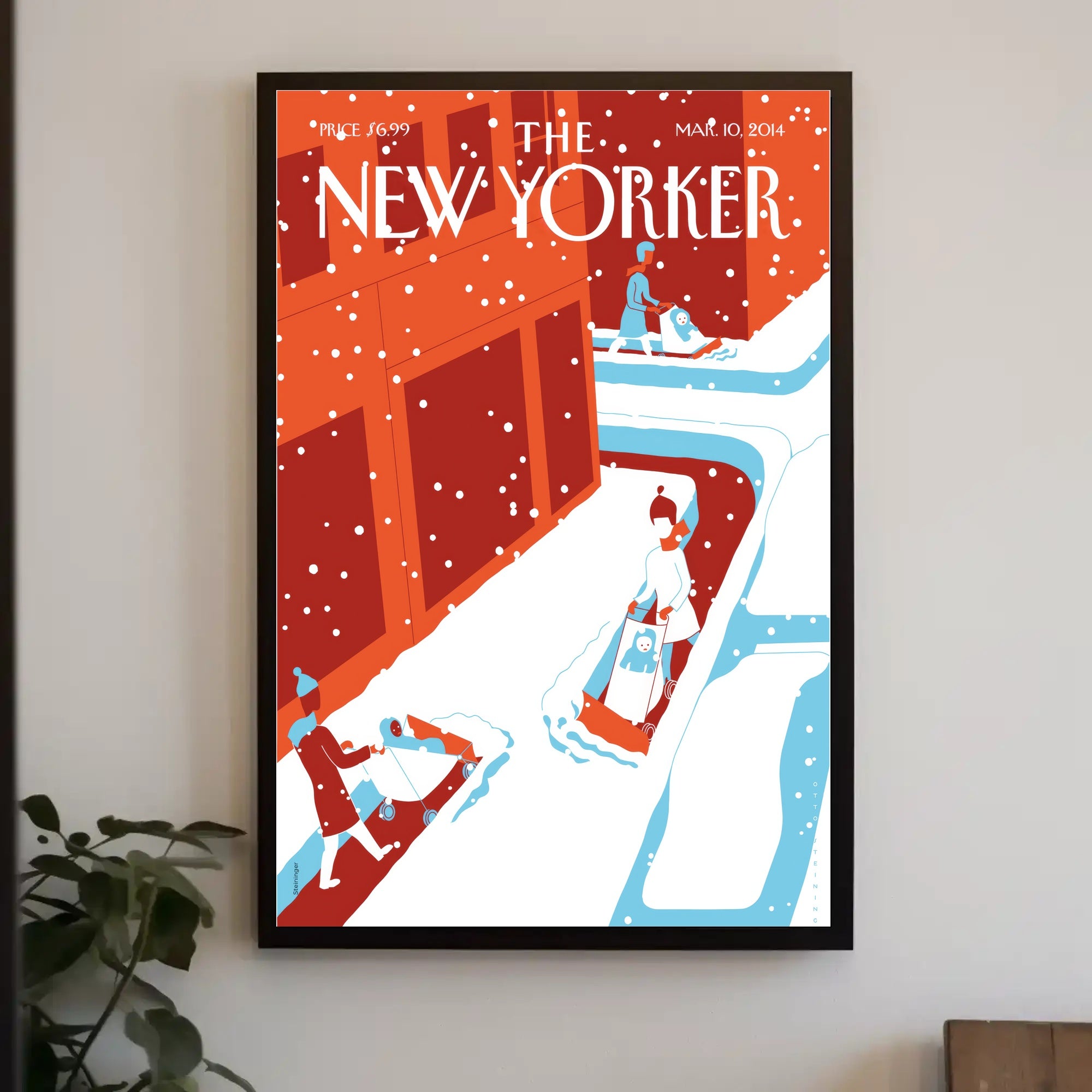 Urban Snowfall Serenity: Modern Cityscape Travel Poster PosterGoat