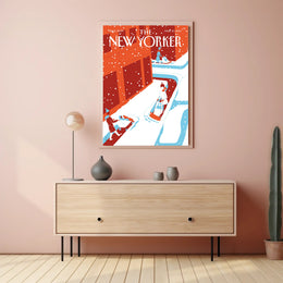 Urban Snowfall Serenity: Modern Cityscape Travel Poster PosterGoat
