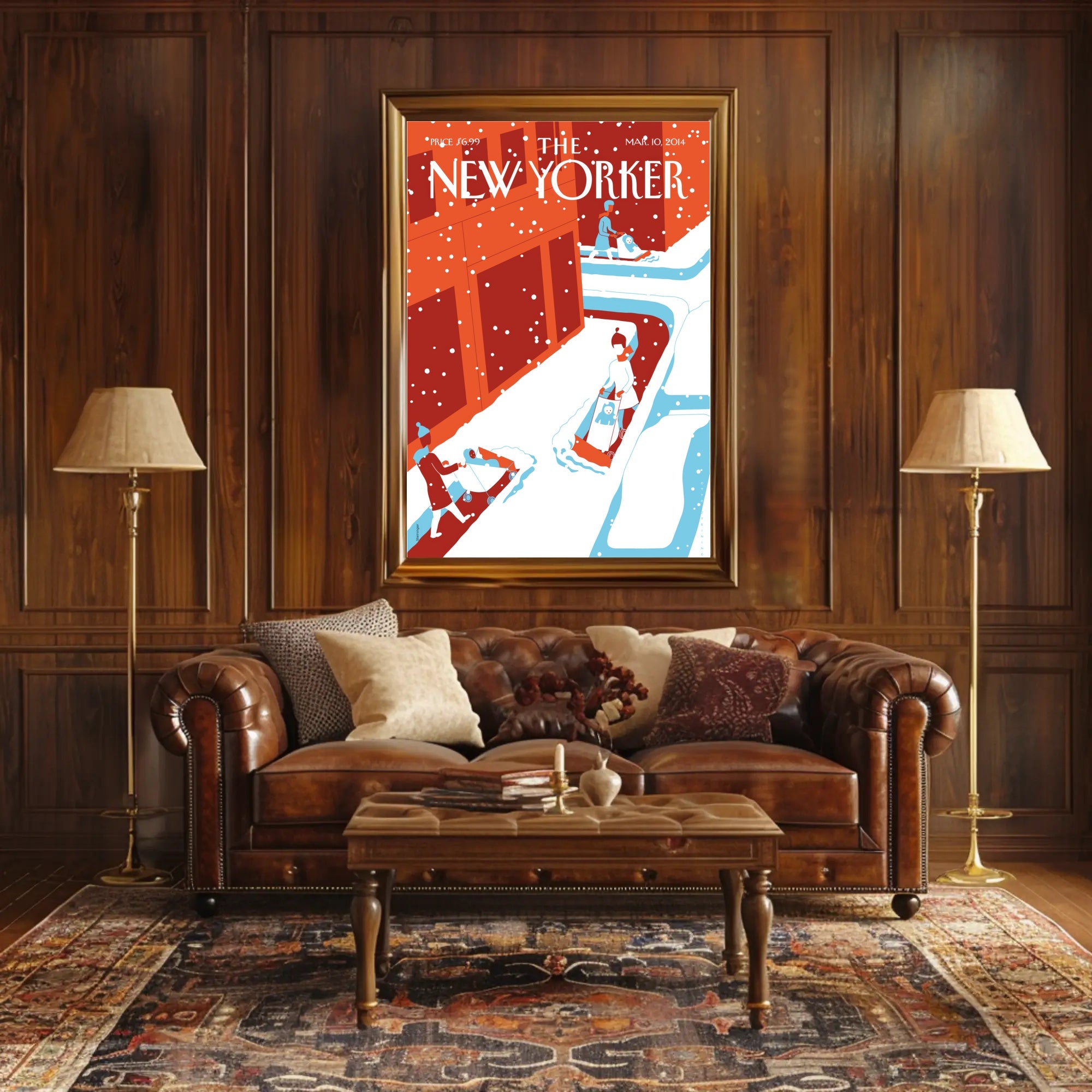 Urban Snowfall Serenity: Modern Cityscape Travel Poster PosterGoat