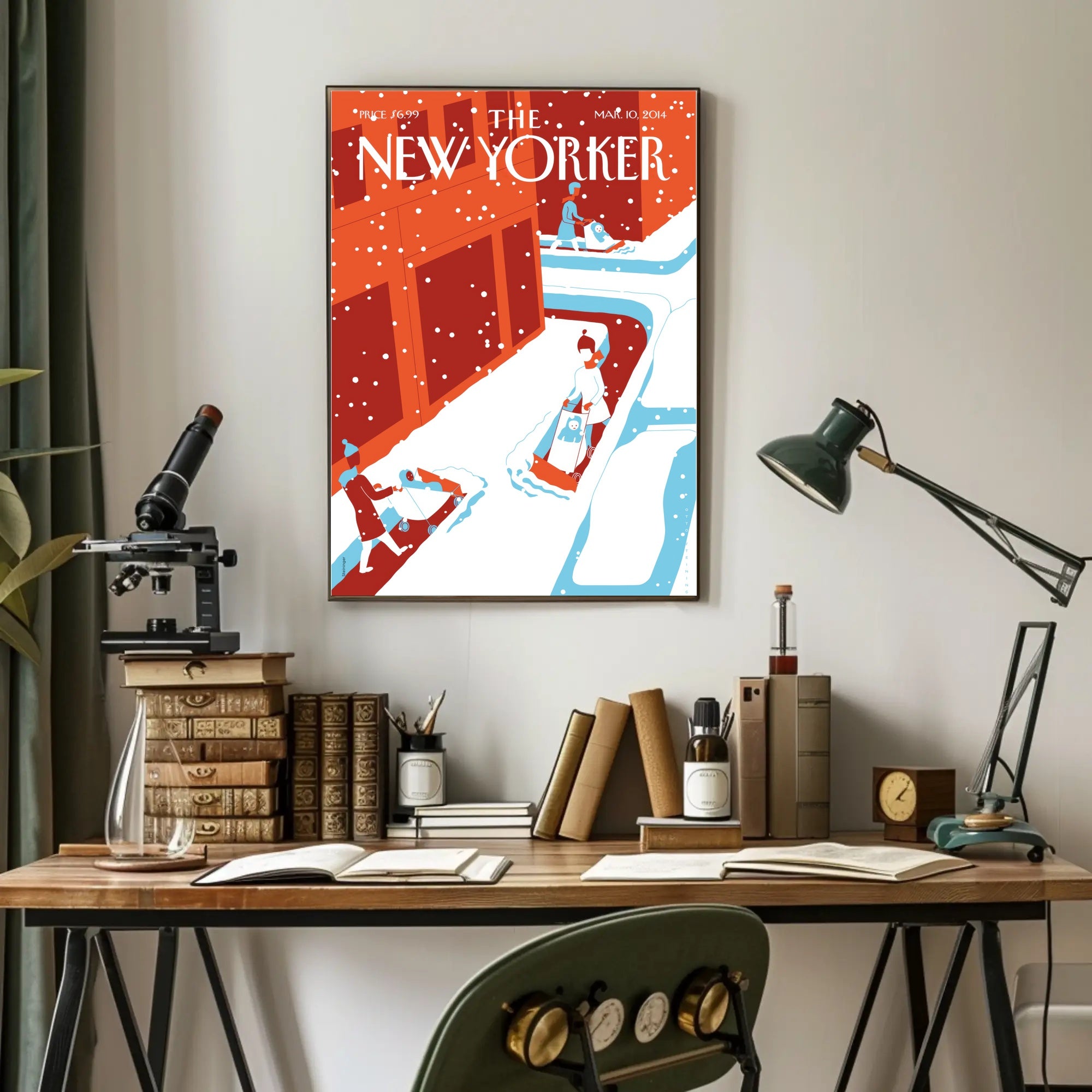 Urban Snowfall Serenity: Modern Cityscape Travel Poster PosterGoat