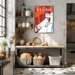 Urban Snowfall Serenity: Modern Cityscape Travel Poster PosterGoat
