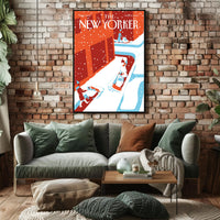 Urban Snowfall Serenity: Modern Cityscape Travel Poster PosterGoat