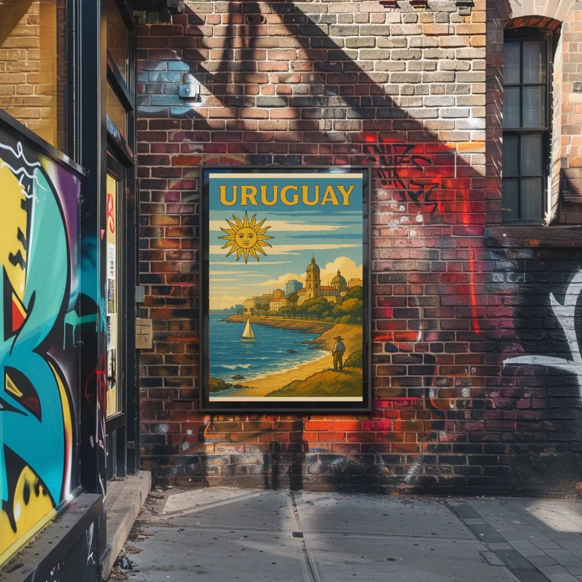 Uruguay Coastal Scene Vintage Travel Poster PosterGoat