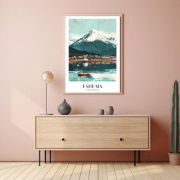 Ushuaia Scenic Travel Poster with Majestic Mountain View PosterGoat