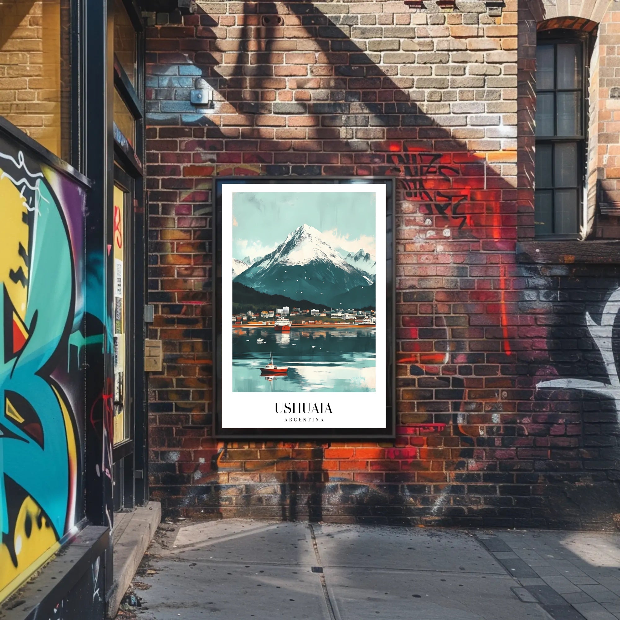 Ushuaia Scenic Travel Poster with Majestic Mountain View PosterGoat
