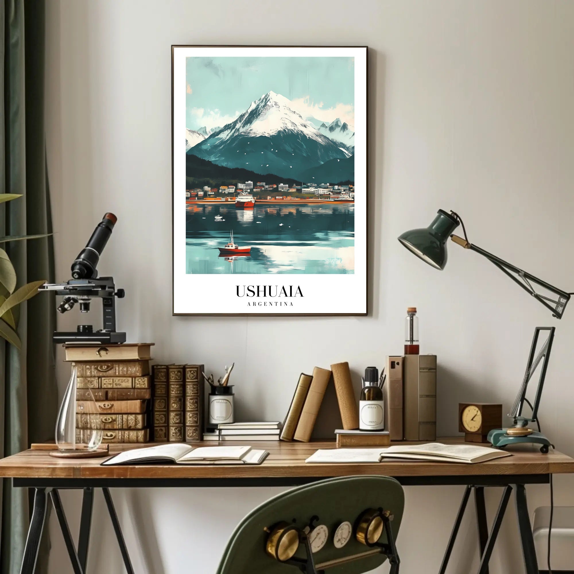 Ushuaia Scenic Travel Poster with Majestic Mountain View PosterGoat