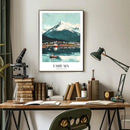 Ushuaia Scenic Travel Poster with Majestic Mountain View PosterGoat