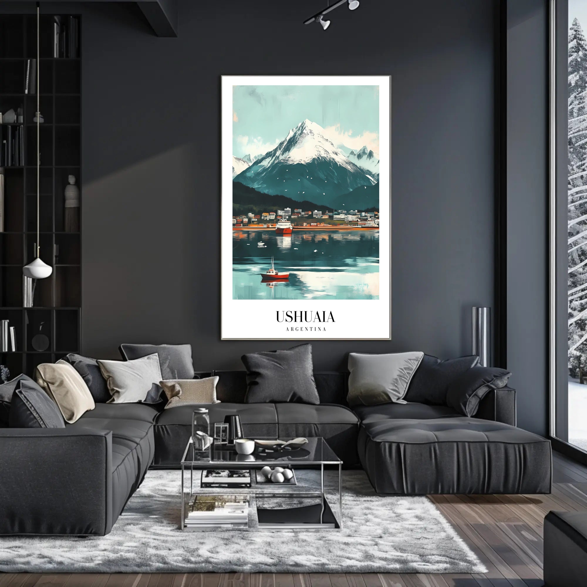 Ushuaia Scenic Travel Poster with Majestic Mountain View PosterGoat