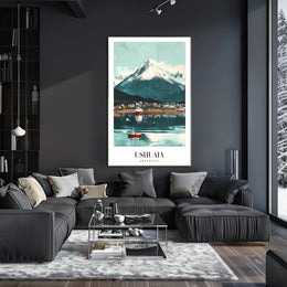 Ushuaia Scenic Travel Poster with Majestic Mountain View PosterGoat