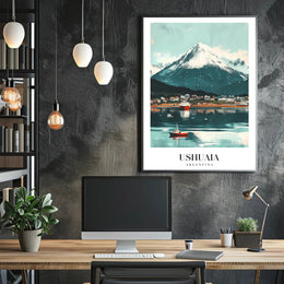 Ushuaia Scenic Travel Poster with Majestic Mountain View PosterGoat
