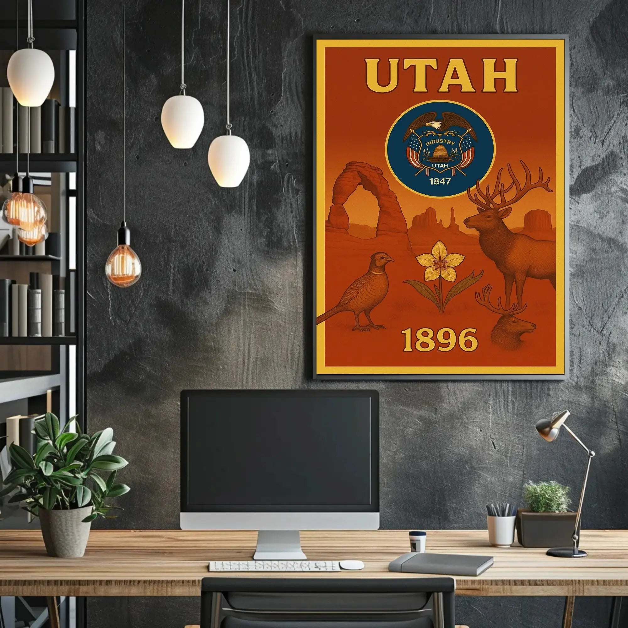 Utah Heritage 1896 Vintage Style Cultural or Heritage Poster PosterGoat