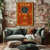 Utah Heritage 1896 Vintage Style Cultural or Heritage Poster PosterGoat
