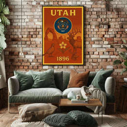 Utah Heritage 1896 Vintage Style Cultural or Heritage Poster PosterGoat