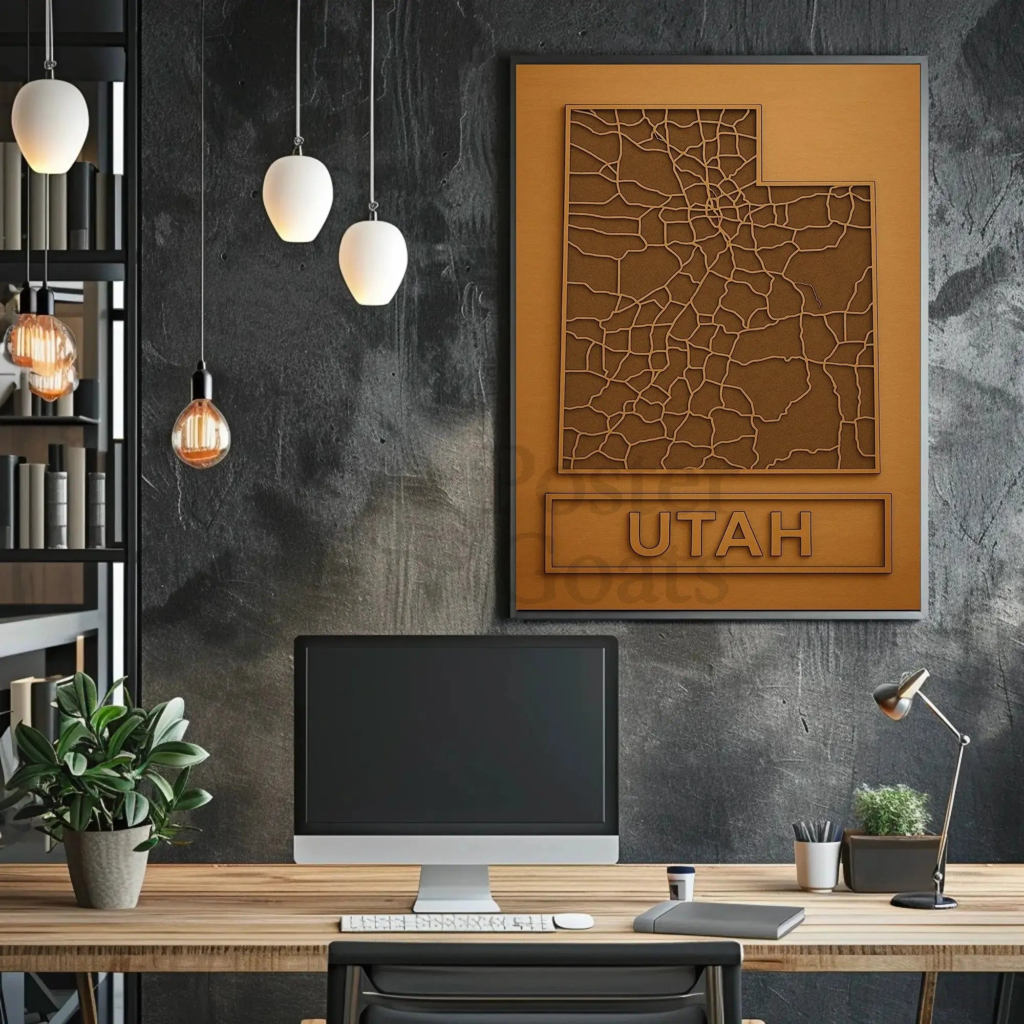 Utah State Map Minimalist Design Travel Poster PosterGoat