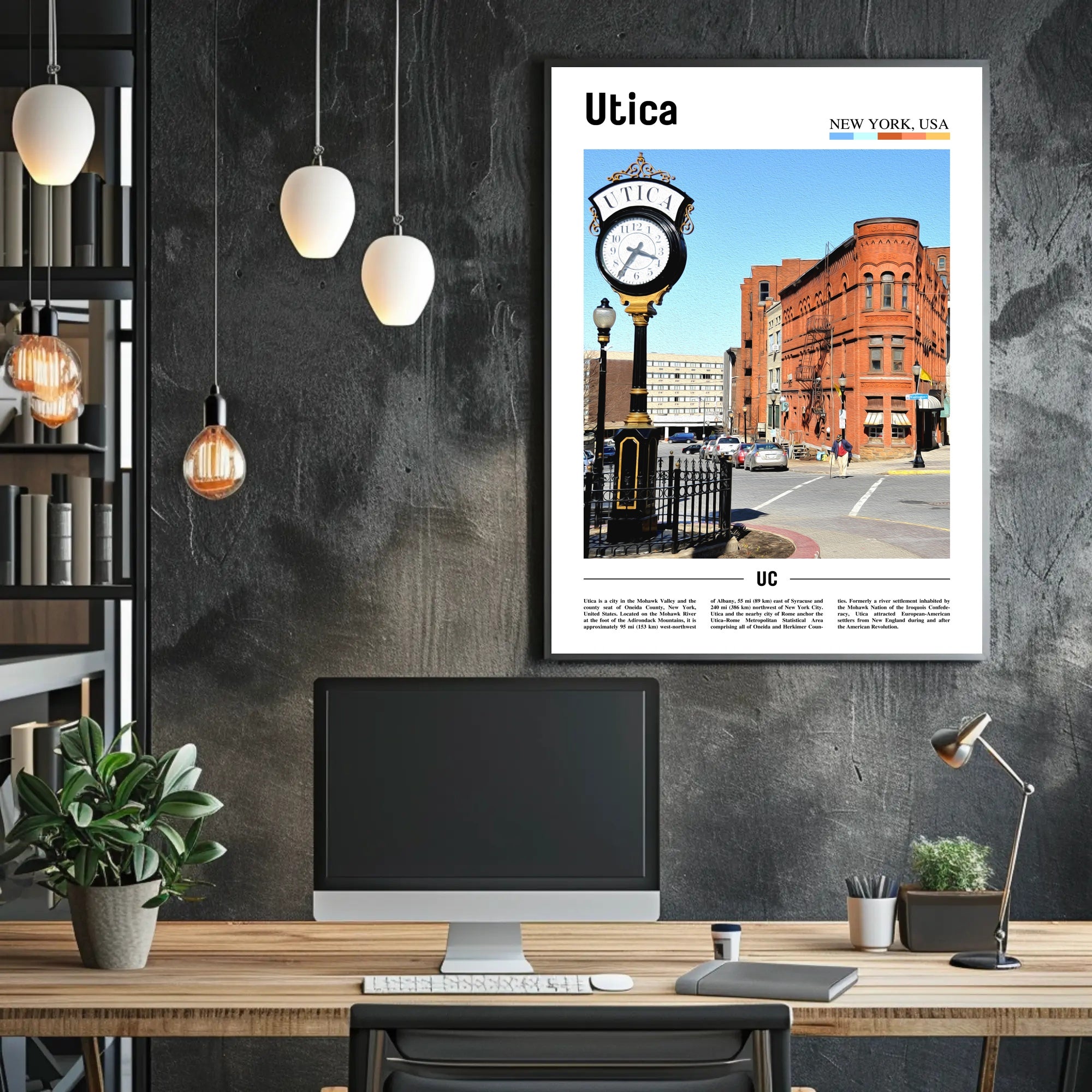 Utica Vintage Street Scene Travel Poster PosterGoat
