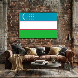 Uzbekistan National Pride Modern Art Country Flag Poster PosterGoat
