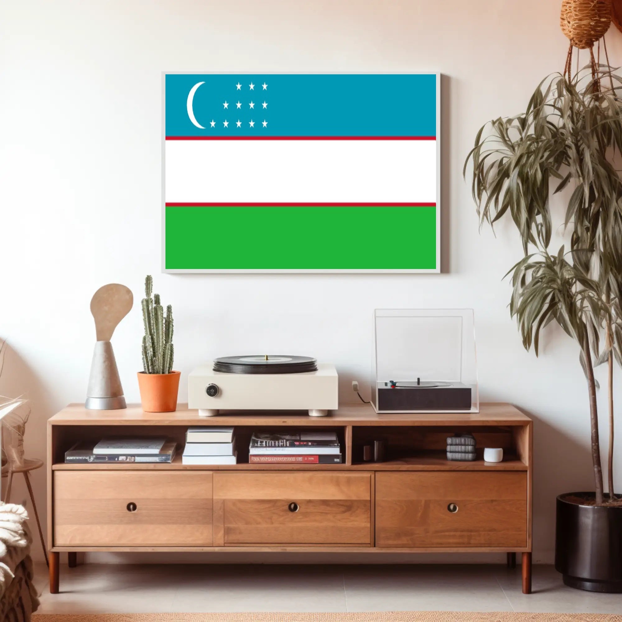 Uzbekistan National Pride Modern Art Country Flag Poster PosterGoat
