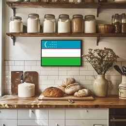 Uzbekistan National Pride Modern Art Country Flag Poster PosterGoat