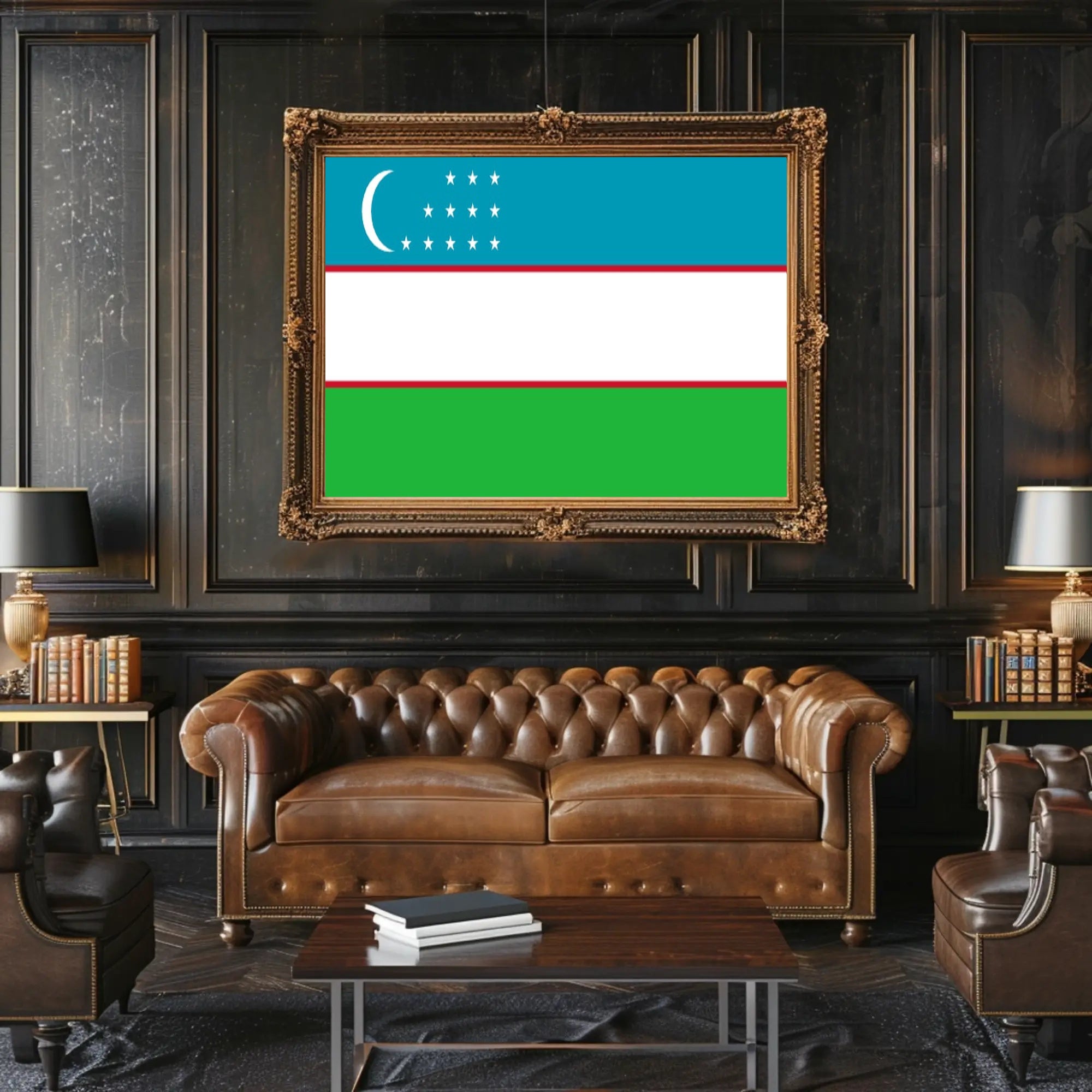 Uzbekistan National Pride Modern Art Country Flag Poster PosterGoat