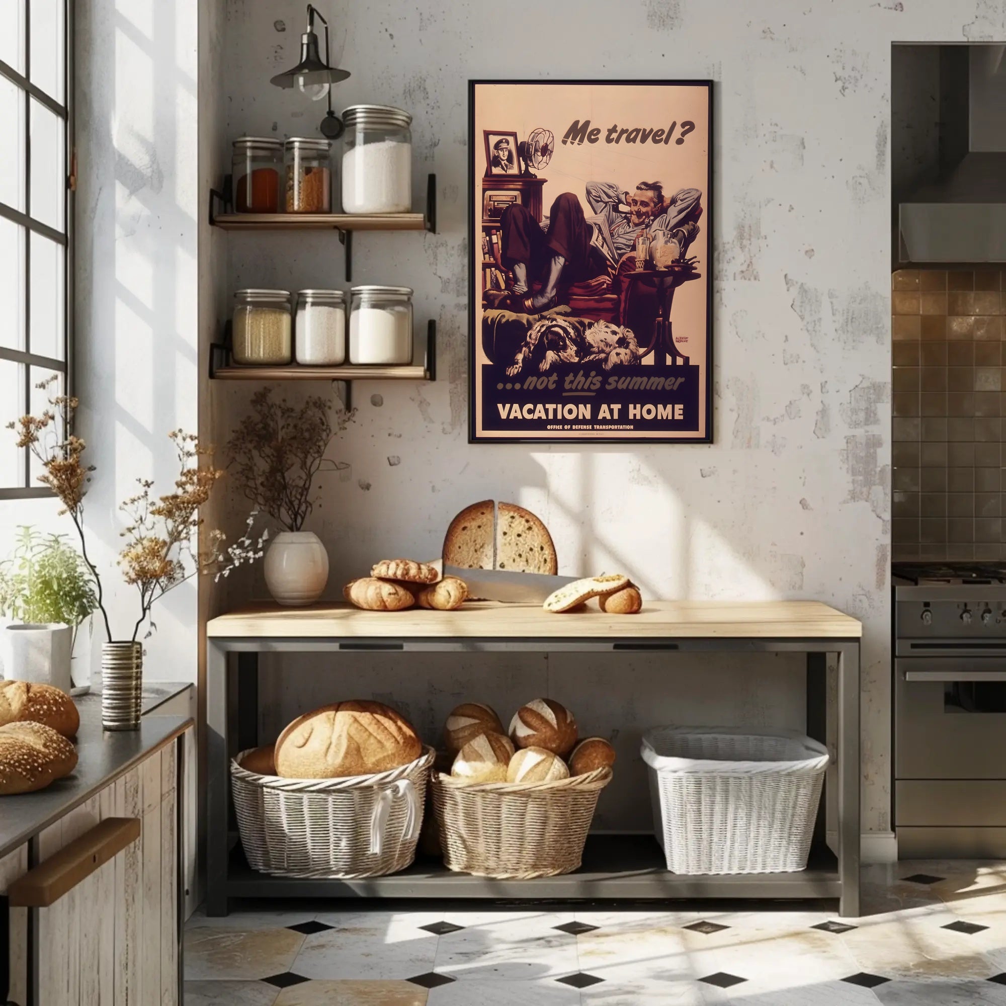 Vacation at Home WWII Propaganda Poster PosterGoat