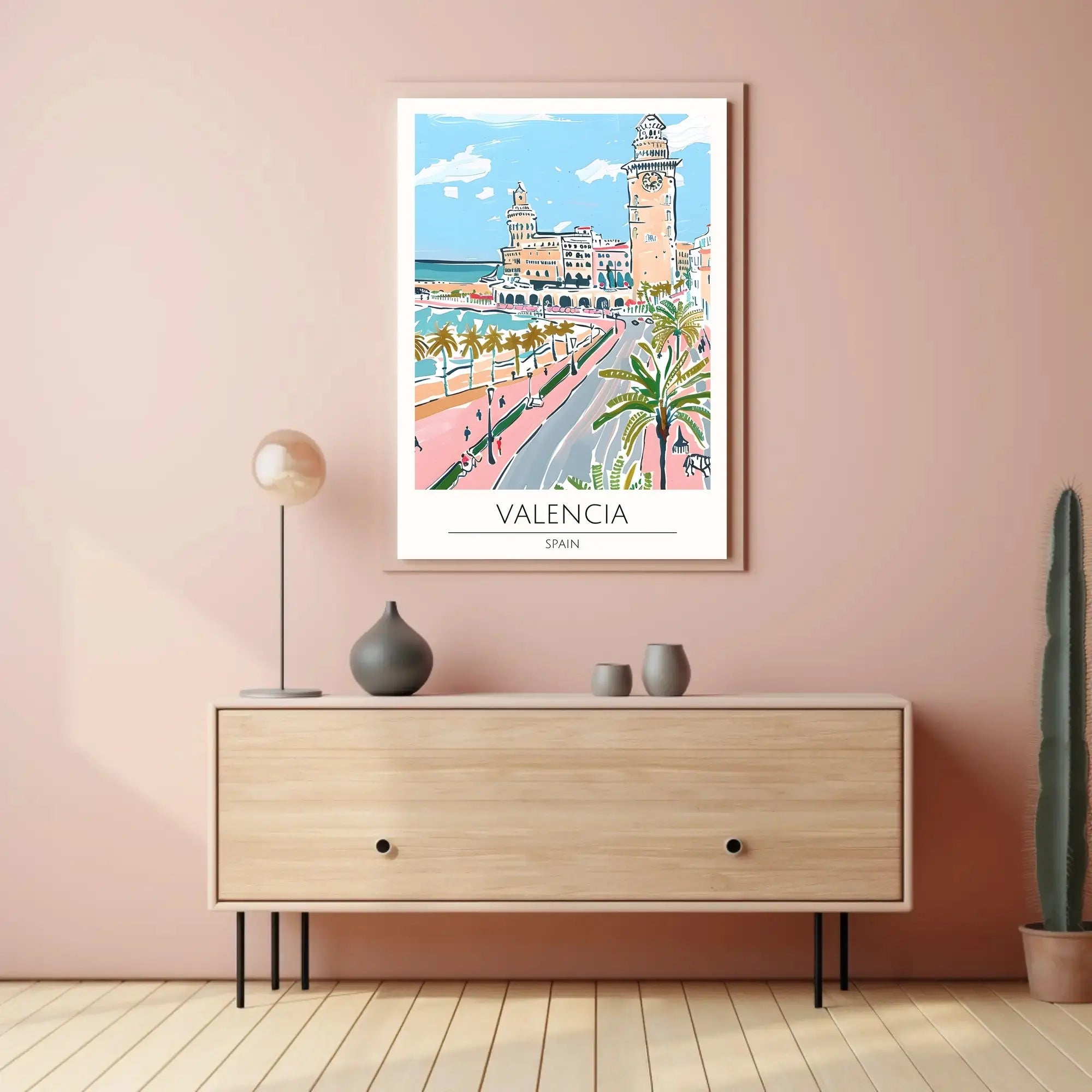 Valencia Cityscape Seaside View Travel Poster PosterGoat