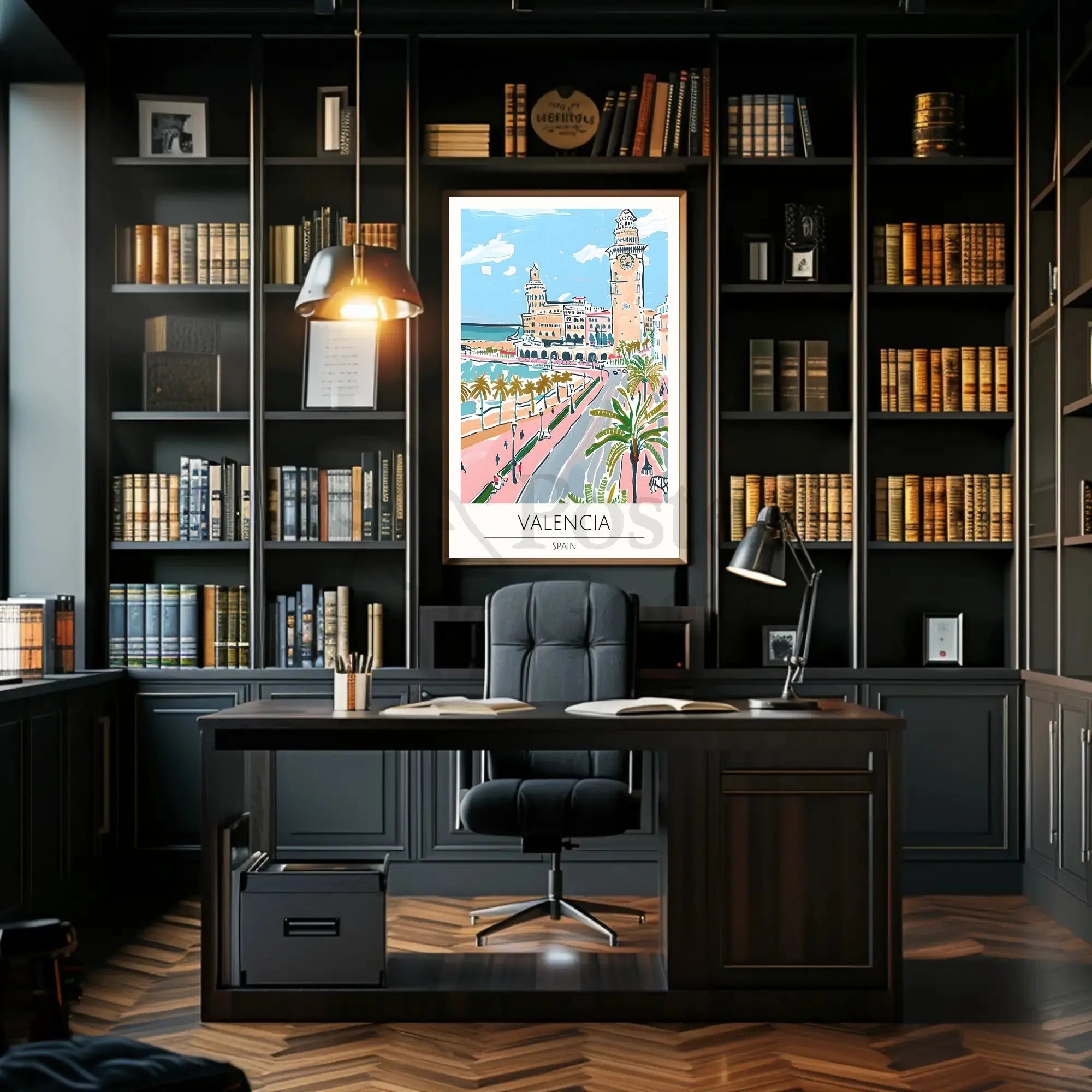 Valencia Cityscape Seaside View Travel Poster PosterGoat