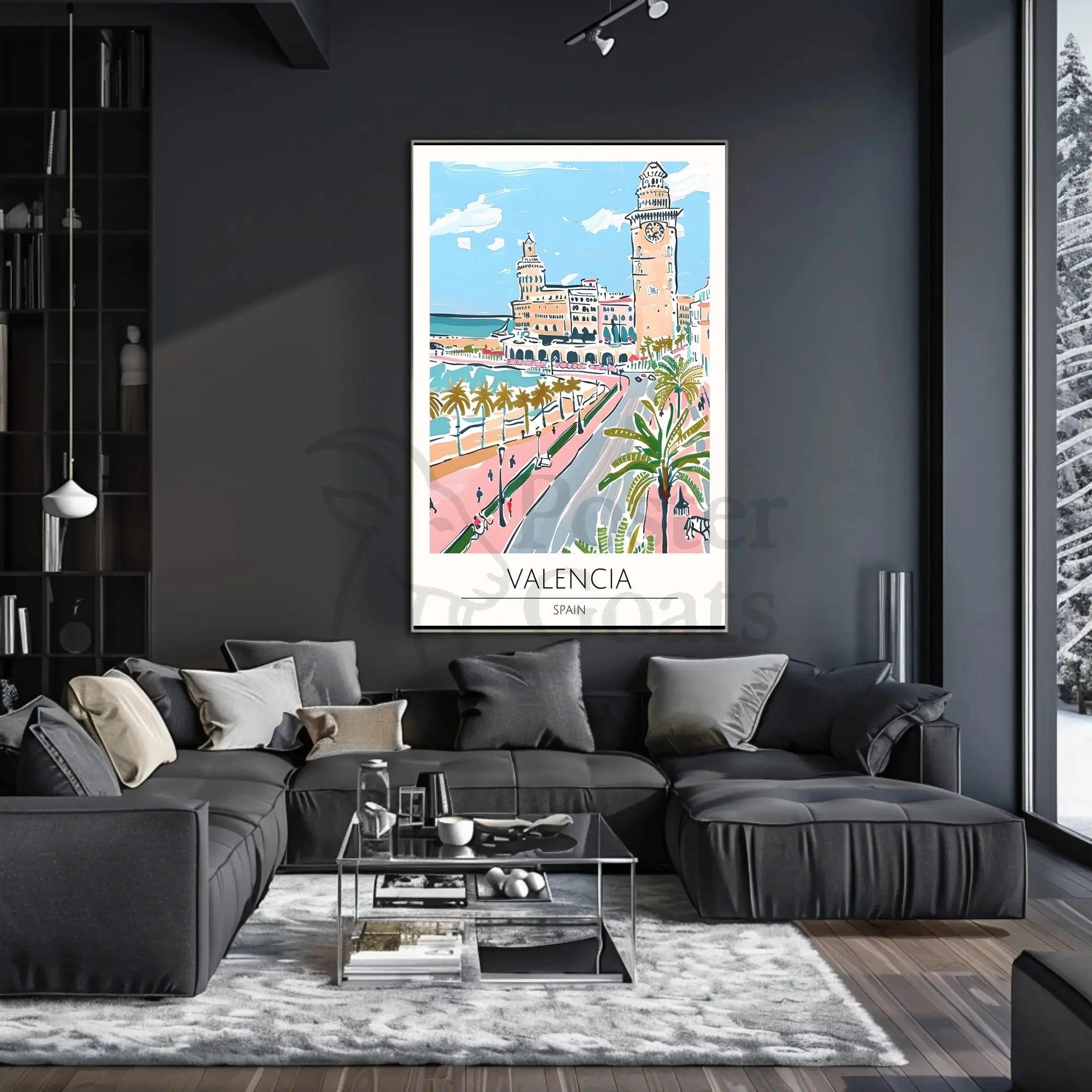 Valencia Cityscape Seaside View Travel Poster PosterGoat