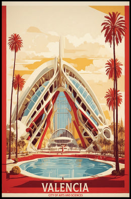 Valencia Cityscape at Sunset: Travel Poster PosterGoat