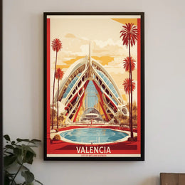 Valencia Cityscape at Sunset: Travel Poster PosterGoat