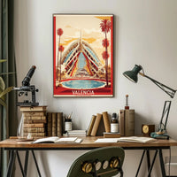Valencia Cityscape at Sunset: Travel Poster PosterGoat