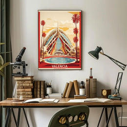 Valencia Cityscape at Sunset: Travel Poster PosterGoat