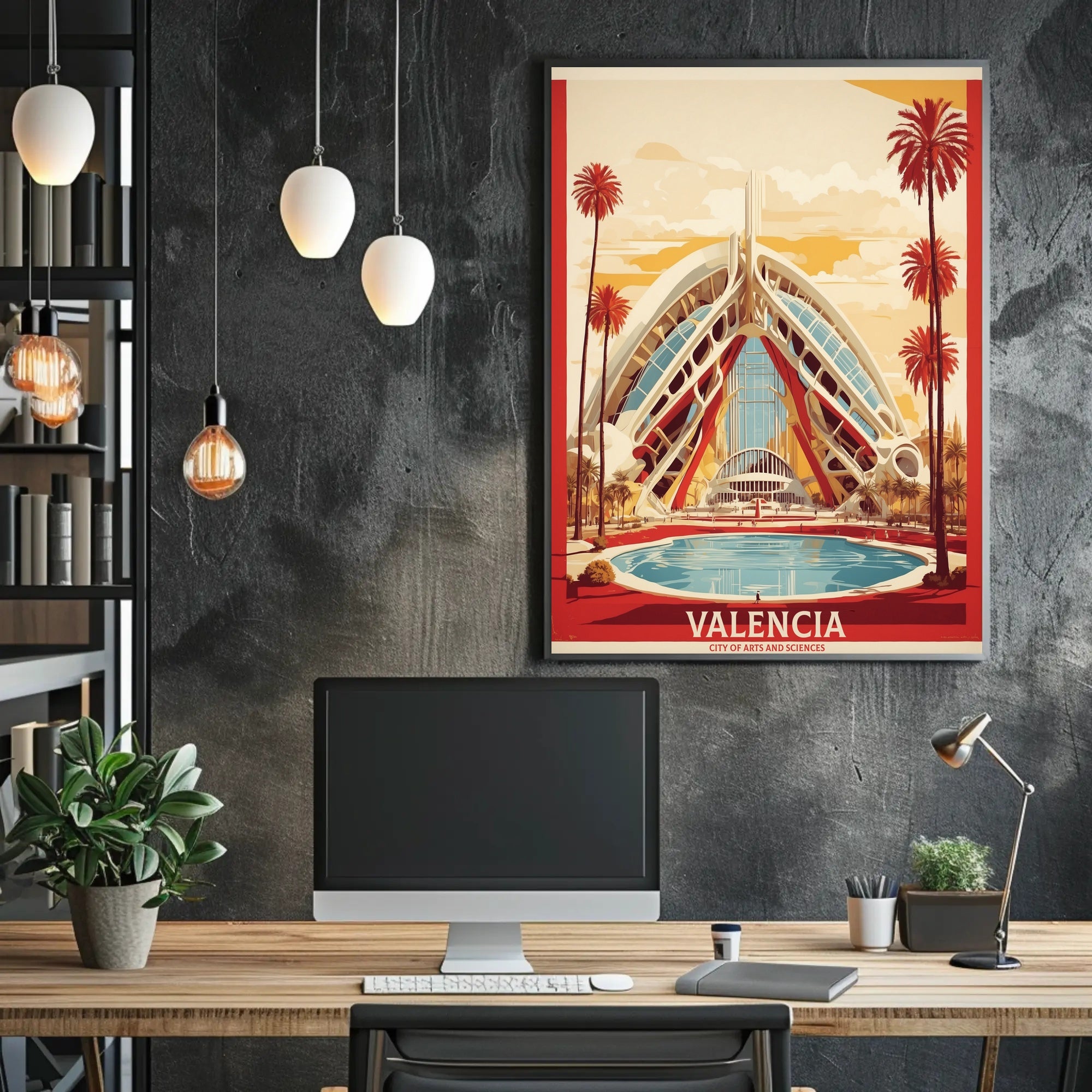 Valencia Cityscape at Sunset: Travel Poster PosterGoat