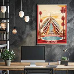 Valencia Cityscape at Sunset: Travel Poster PosterGoat