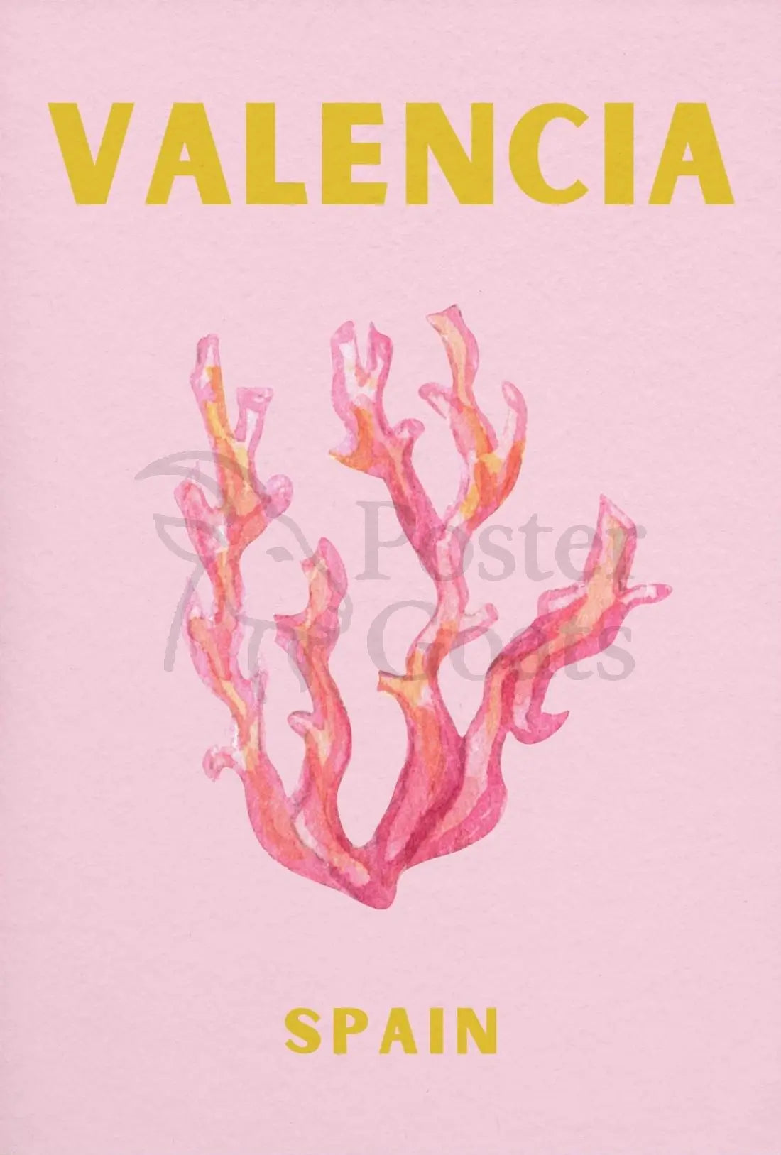 Valencia Coastal Tranquility Artistic Travel Poster PosterGoat
